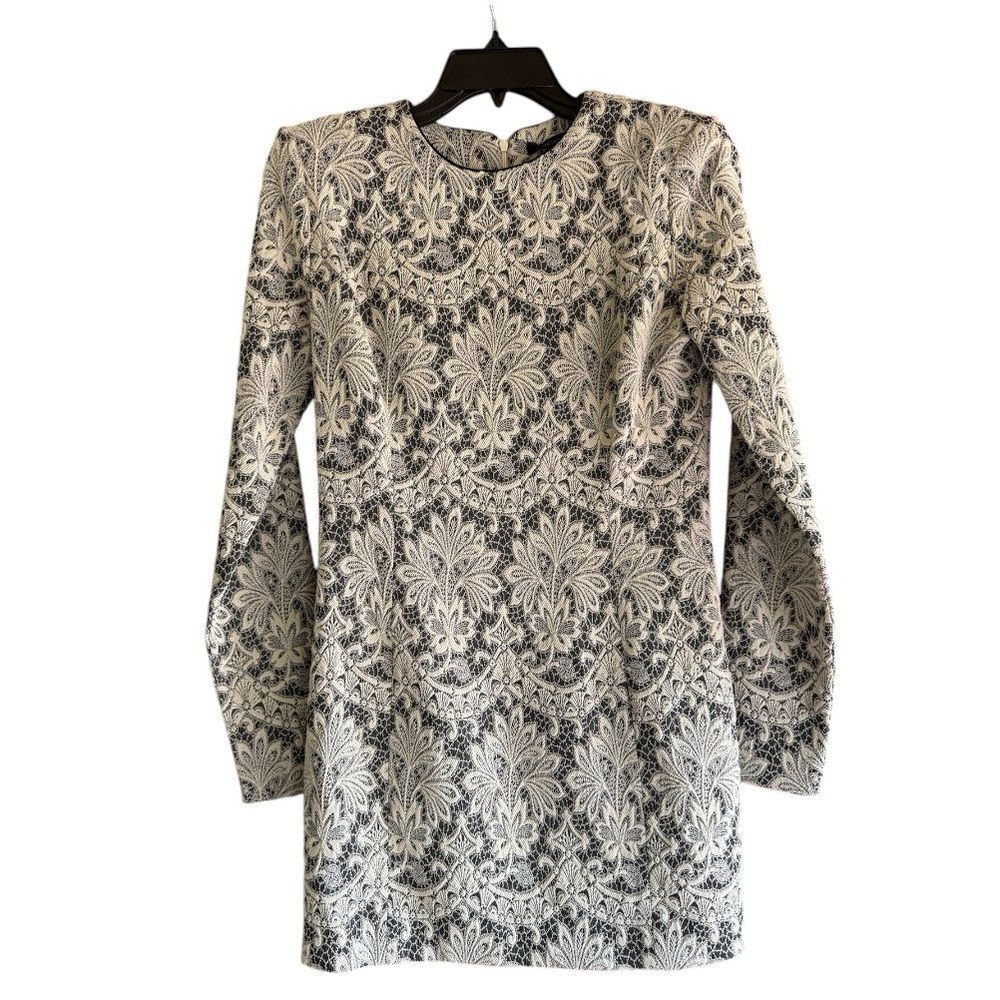 Plein Sud Brocade Mini Dress NWT FR42 US10 Black Gray White Made in Italy - Picture 5 of 13